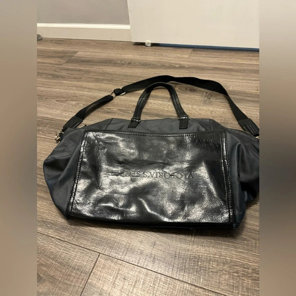 Victoria's Secret Large Travel Carry On Overnight Bag Black Cheetah Inside Print - Picture 3 of 5